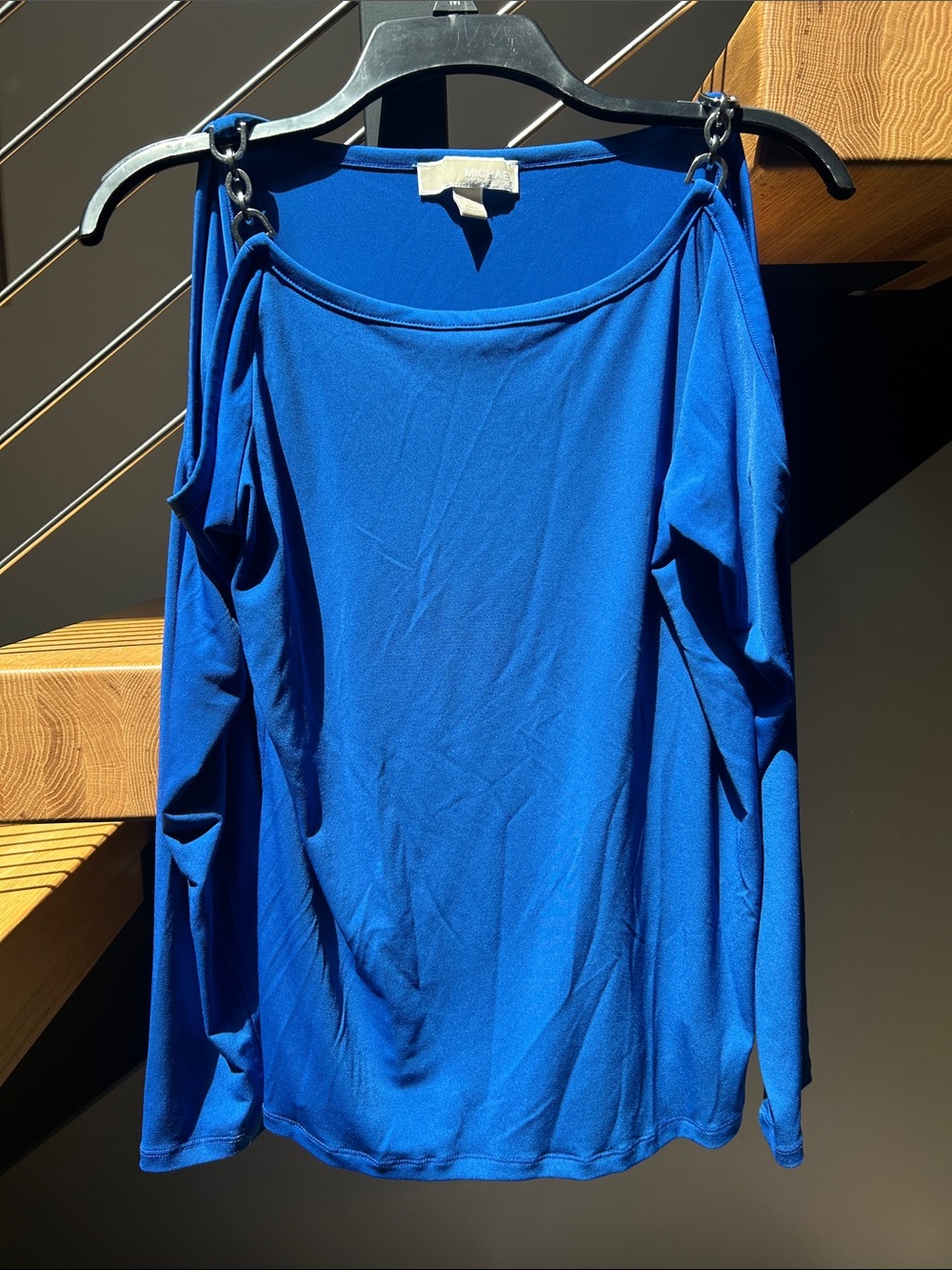 MICHAEL Michael Kors Royal Blue Cold-Shoulder Long Sleeve Top